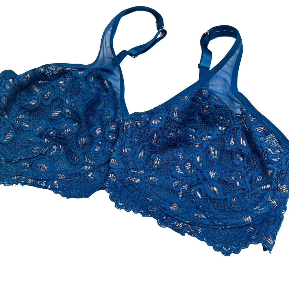 Fredericks of Hollywood Bra Womens 34F Jessica Lace Full Figure Lingerie Mermaid